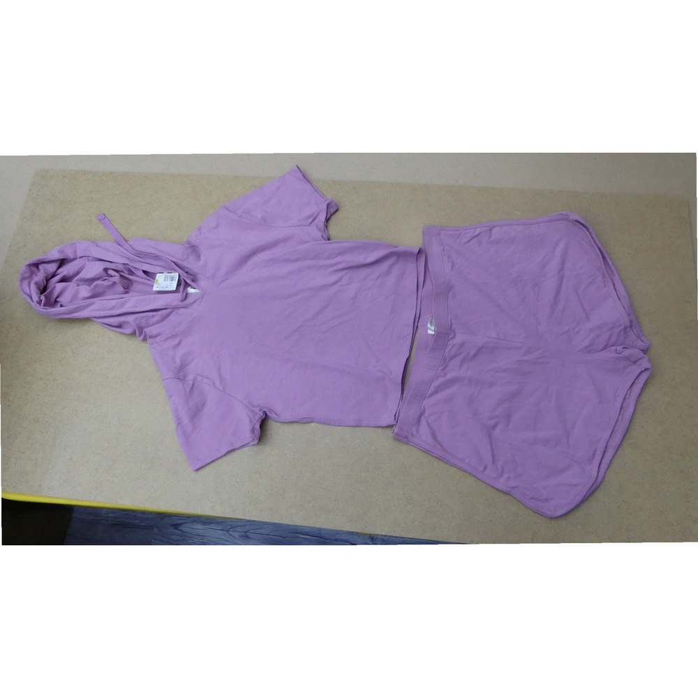 Bozzolo 2 Piece Set Womens Large Purple Hooded Top and Shorts Loungewear